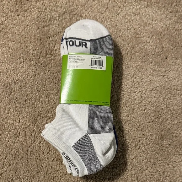 PGA Tour Pro Series Men's Athletic Socks - White and Lime Green/Navy/Grey 3 pack - Picture 2 of 4